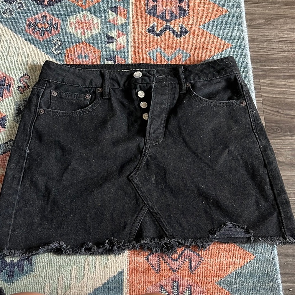 Black distresses jean skirt